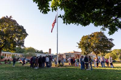 Prayer on the front lawn